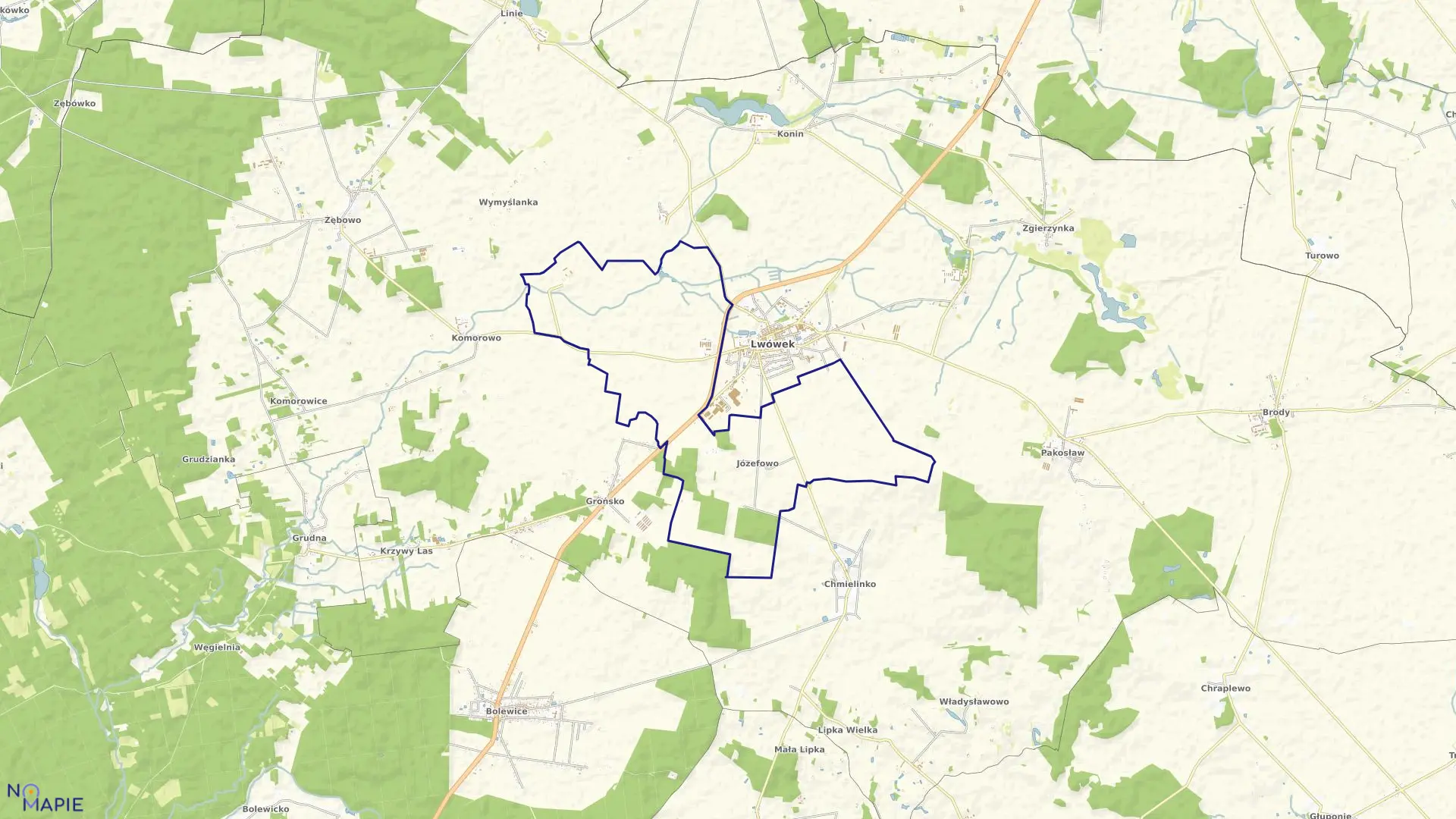 Mapa obrębu JÓZEFOWO w gminie Lwówek