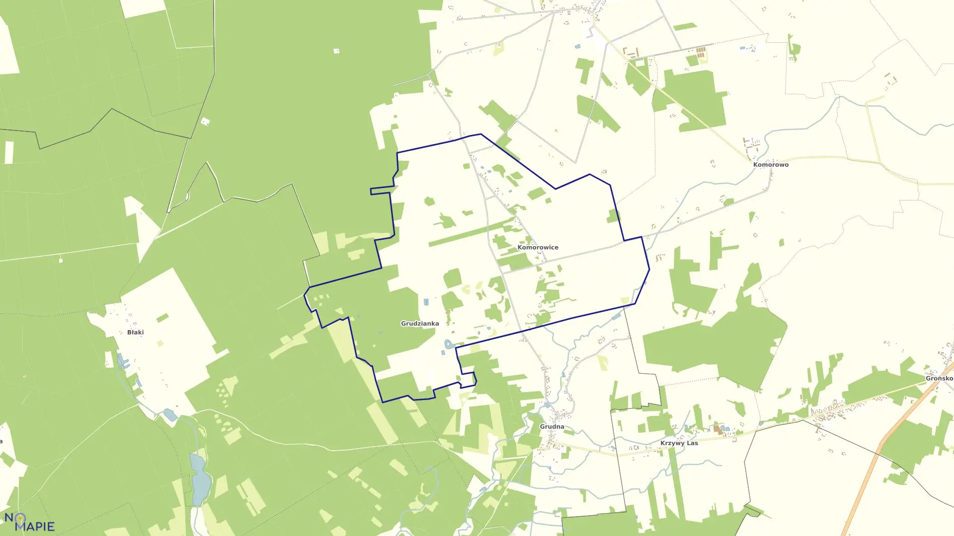 Mapa obrębu KOMOROWICE w gminie Lwówek