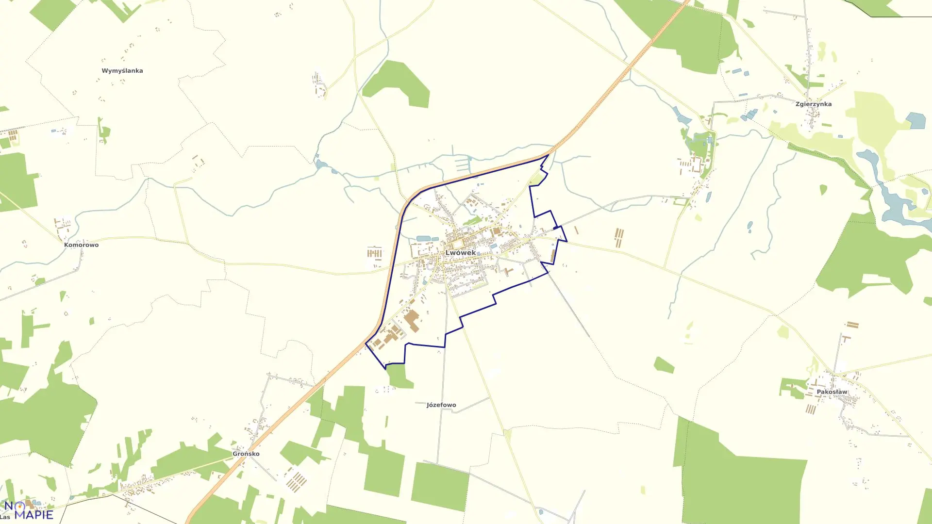 Mapa obrębu LWÓWEK w gminie Lwówek